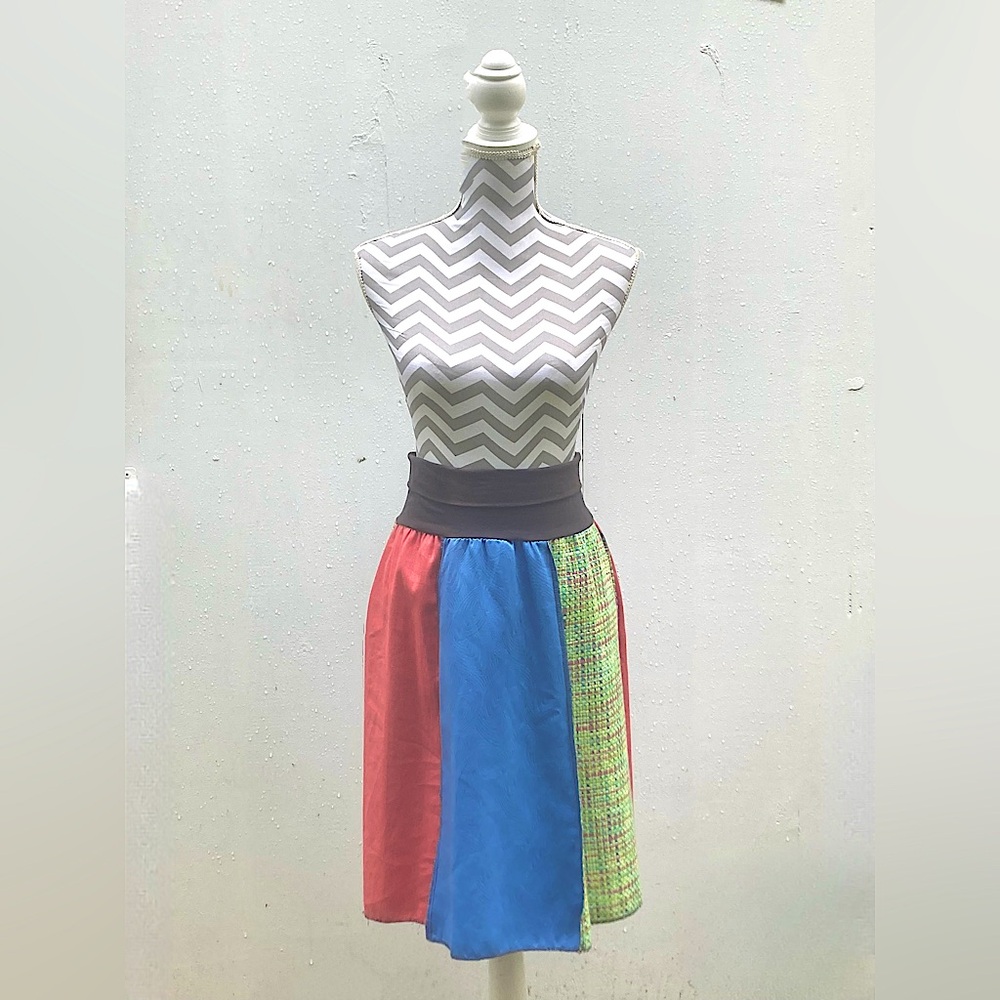 Green 3 Upcycled Paneled Skirt, size S